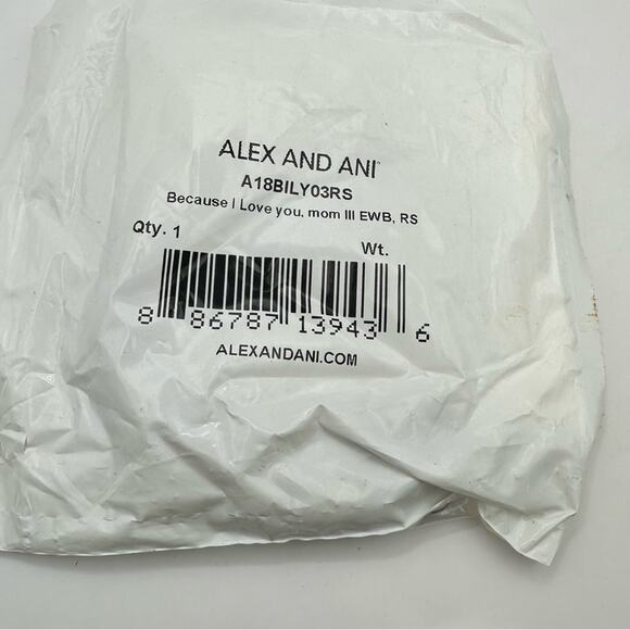 Alex & Ani I Love You Mom Bracelet Silver Bangle Charm NWT Swarovski Crsytal - Picture 4 of 5